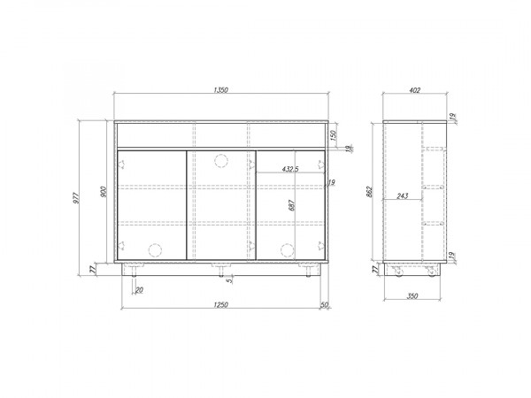 TV-Möbel mit Lift Weiss Maase 55 (Klein)