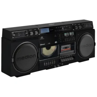 Retro Boombox (Medion) - Boombox mit Radio (DAB+/UKW) CD, Tape, USB, Aux, Bluetooth - Schwarz